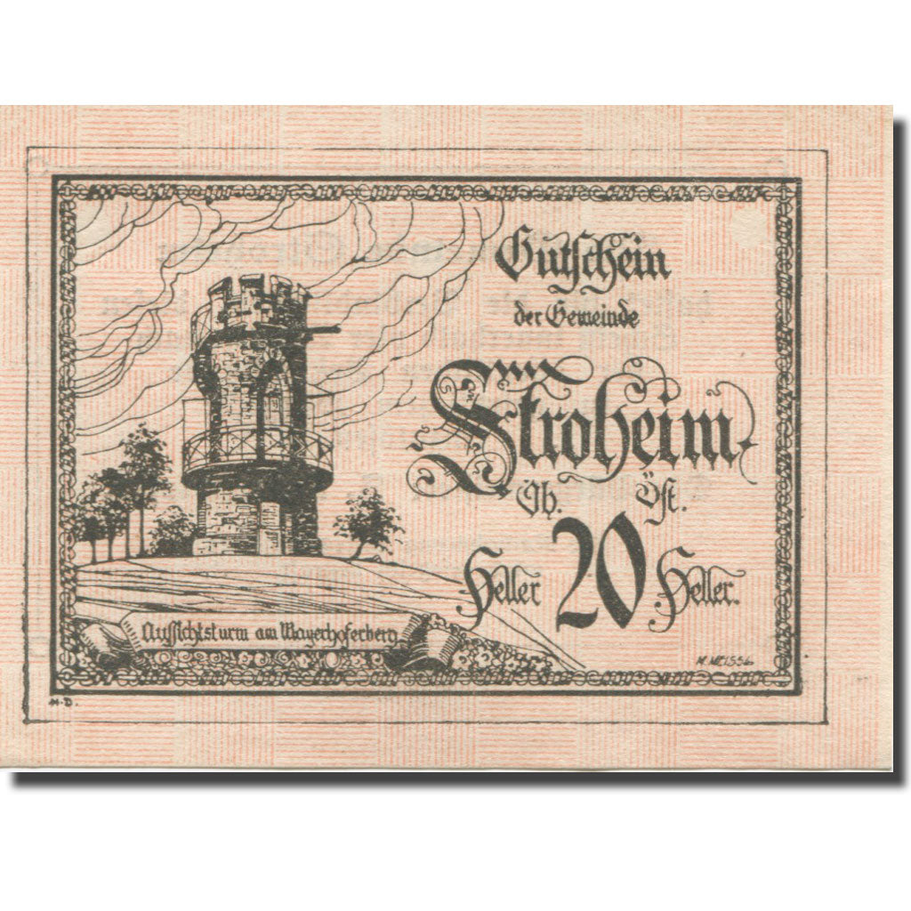 Banknote, Austria, Stroheim, 20 Heller, tour, 1920, UNC(65-70), Mehl:FS 1050Ia