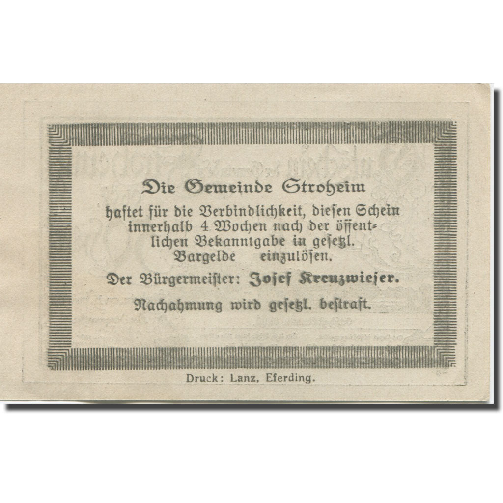 Banknote, Austria, Stroheim, 50 Heller, village 1, 1920 UNC(63) Mehl:FS 1050