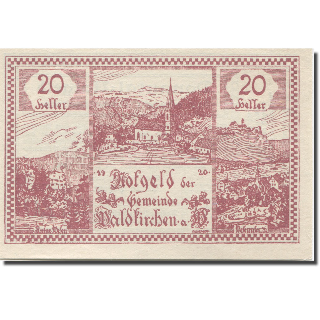 Banknote, Austria, Waldkirchen, 20 Heller, village, 1920, UNC(63) Mehl:FS 7481