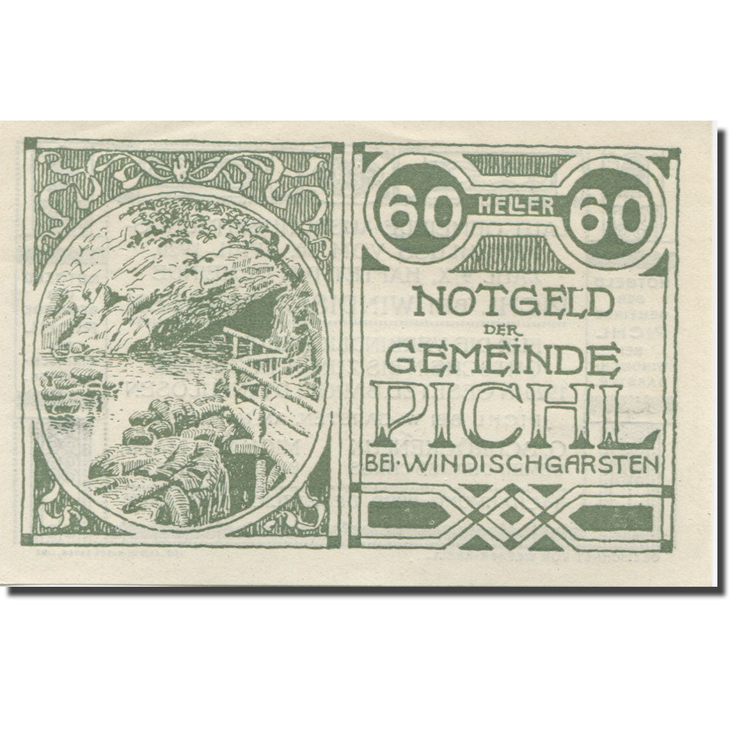 Banknote, Austria, Pichl, 60 Heller, paysage 1, 1920, UNC(63), Mehl:FS 7481