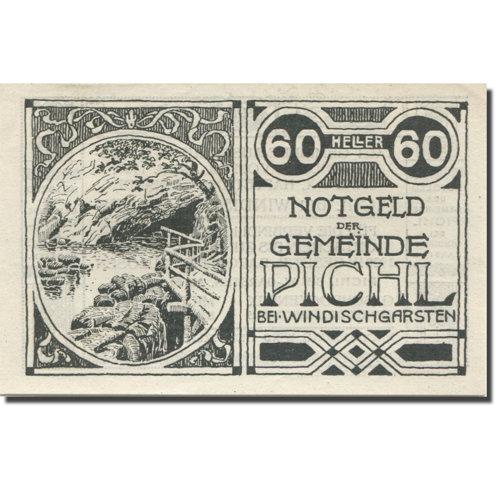 Banknote, Austria, Pichl, 60 Heller, paysage 2, 1920, UNC(63), Mehl:FS 7481