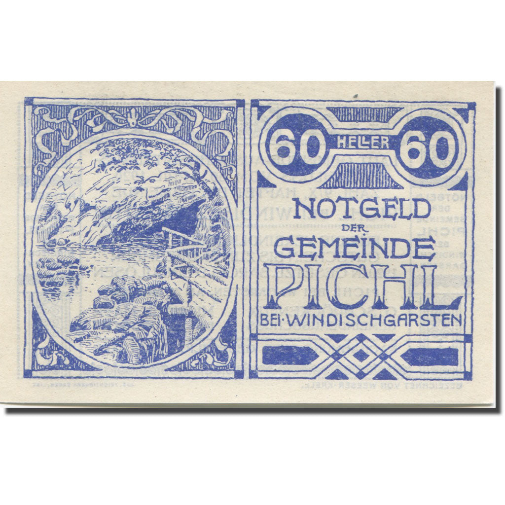 Banknote, Austria, Pichl, 60 Heller, paysage 3, 1920, UNC(65-70), Mehl:FS 7481