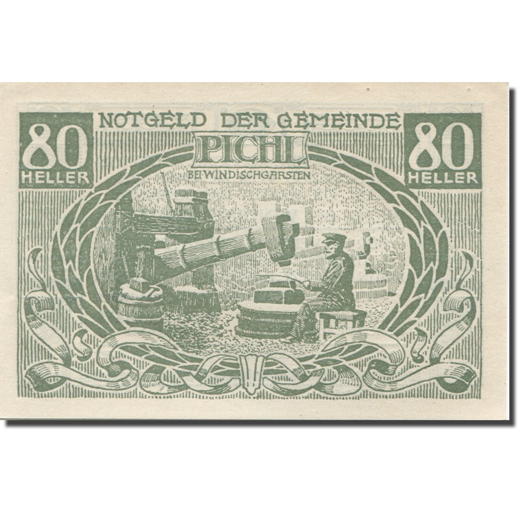 Banknote, Austria, Pichl, 80 Heller, forgeron, 1920, UNC(65-70), Mehl:FS 7481