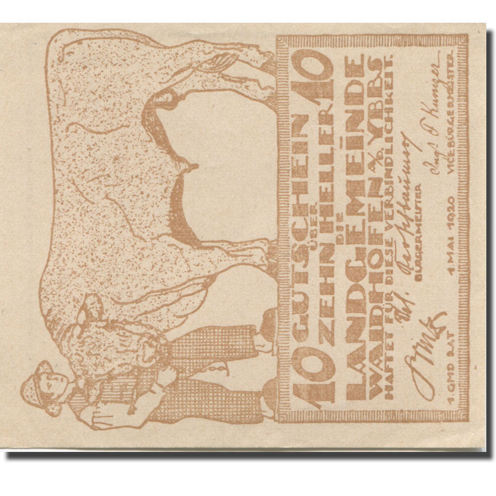Banknote, Austria, Waidhofen, 10 Heller, farmer 1920 UNC(63) Mehl:FS 1126a