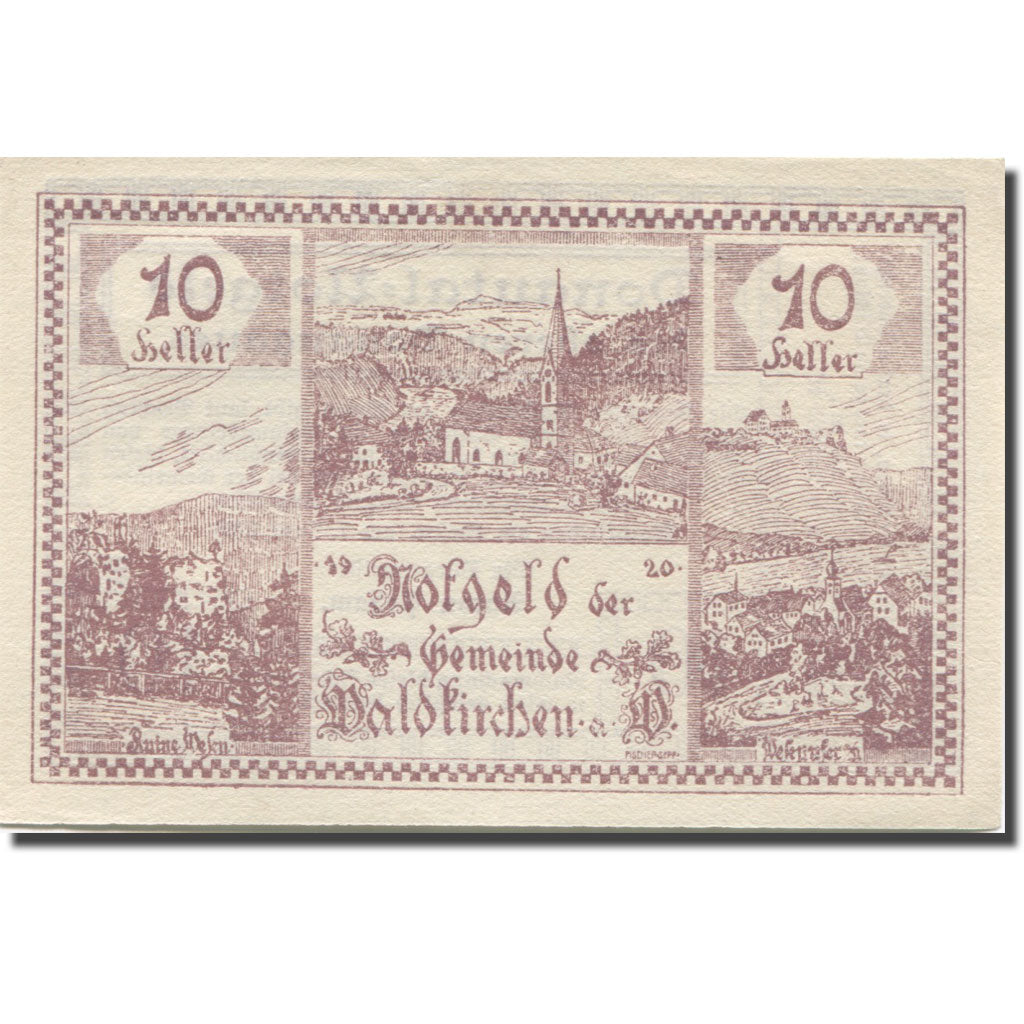 Banknote, Austria, Waldkirchen, 10 Heller, village 1, 1920 UNC(63) Mehl:FS 1133