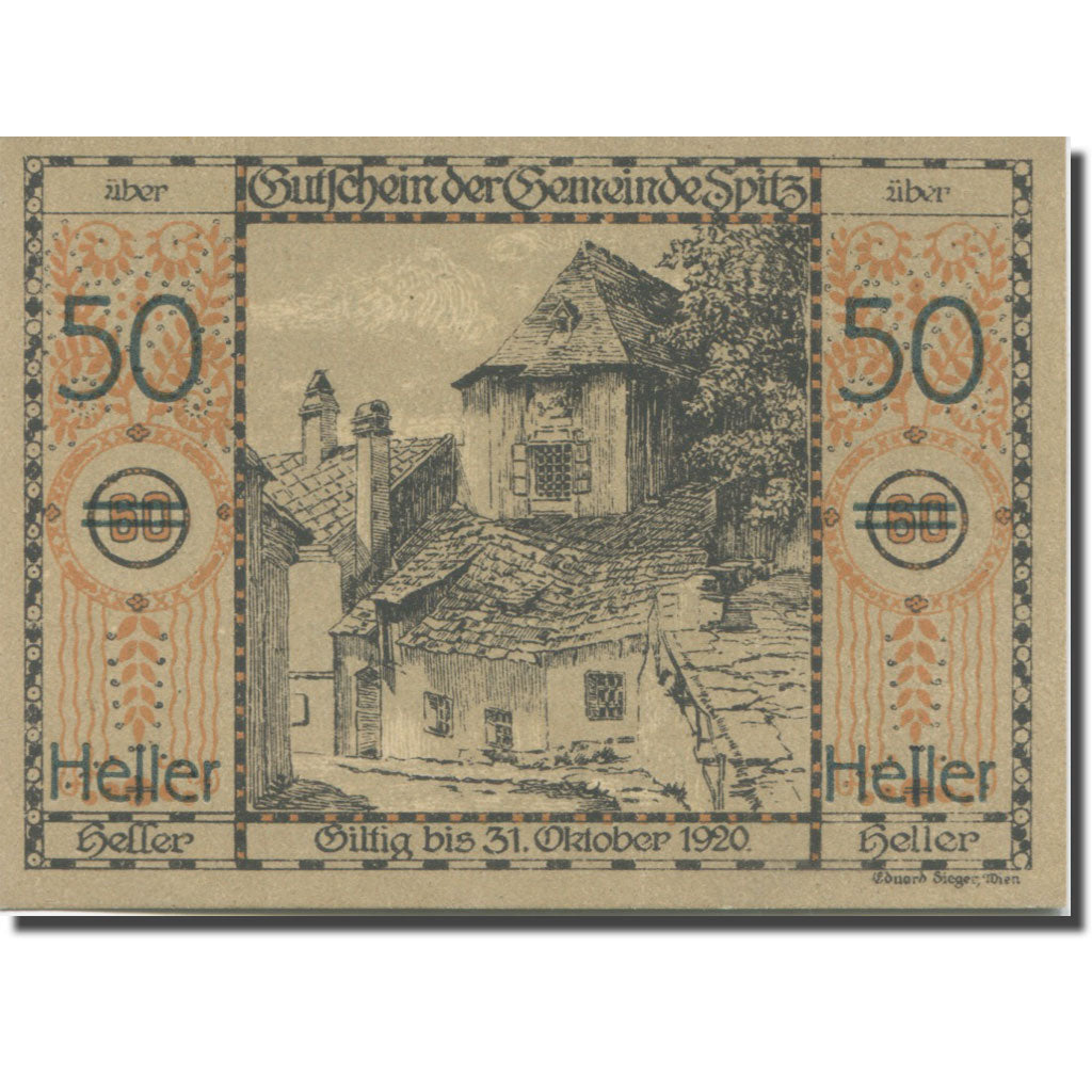Banknote, Austria, Spitz, 50 Heller, rue1920-10-31, UNC(63), Mehl:FS 1122