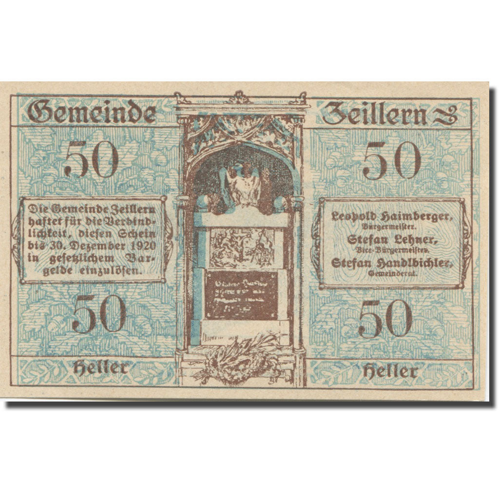 Banknote, Austria, Zeillern, 50 Heller, village, 1920 UNC(65-70) Mehl:FS 1263d