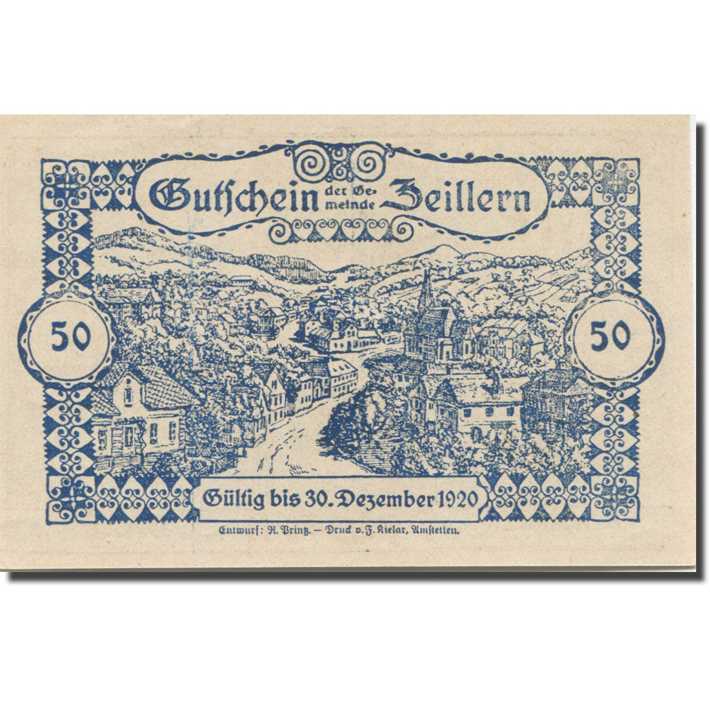 Banknote, Austria, Zeillern, 50 Heller, village, 1920 UNC(65-70) Mehl:FS 1263d