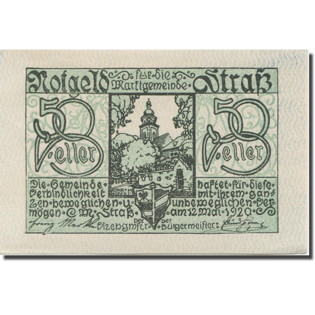 Banknote, Austria, Strass, 50 Heller, Blason 1920-05-12, UNC(63), Mehl:FS 1047