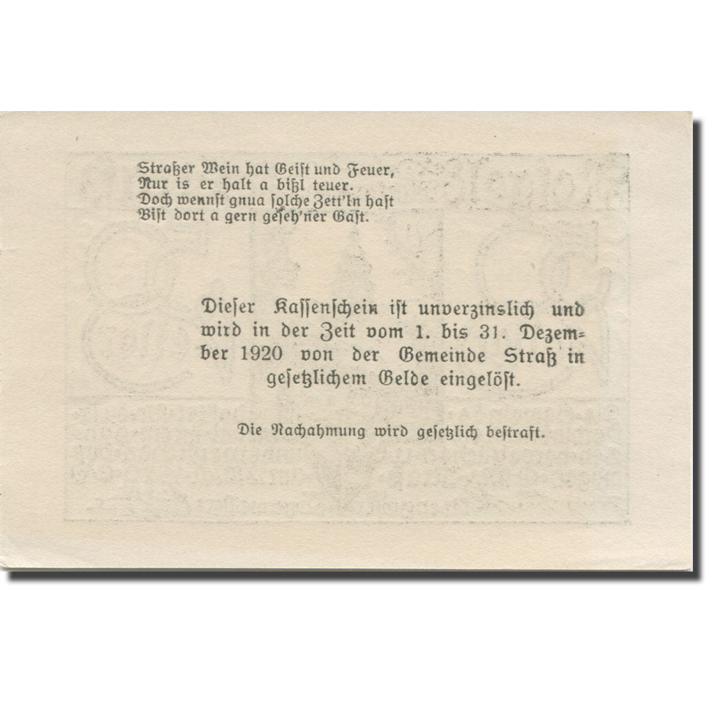 Banknote, Austria, Strass, 50 Heller, Blason 1920-05-12, UNC(63), Mehl:FS 1047
