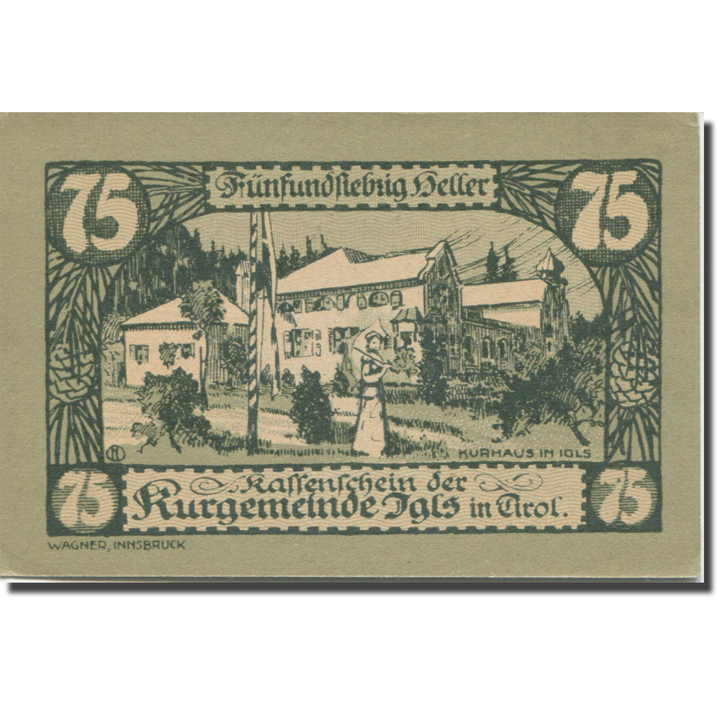 Banknot, Austria, Igls, 75 Heller, parc, 1920 UNC(63), Mehl:FS 403ssb