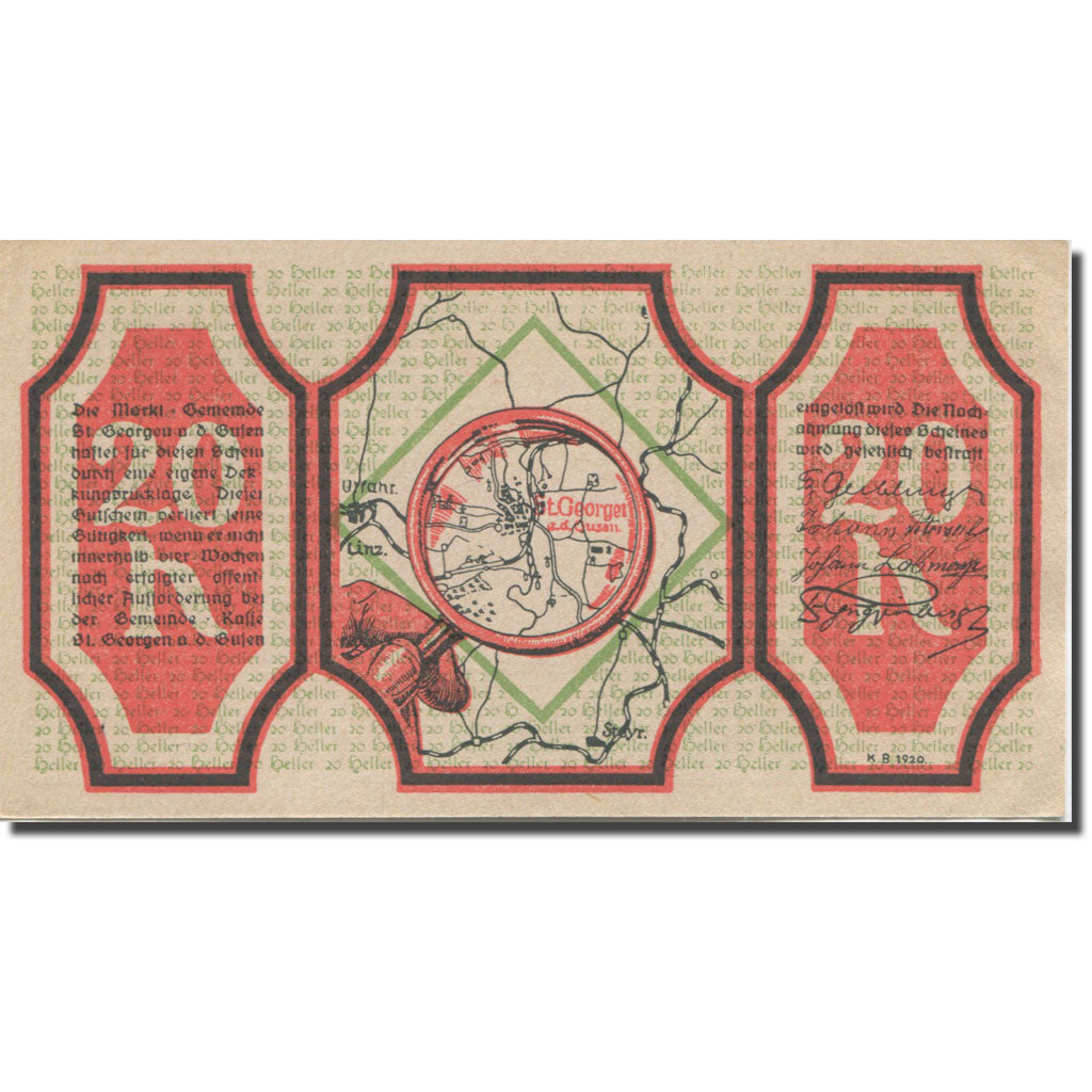 Banknote, Austria, St Georgen, 20 Heller, épis 1920, UNC(65-70) Mehl:FS 886I