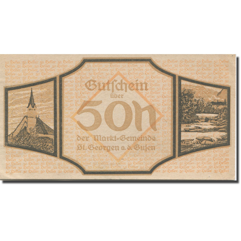 Billet, Autriche, St Georgen, 50 Heller, Eglise, 1920, NEUF, Mehl:FS 886I