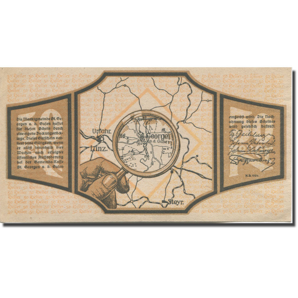 Billet, Autriche, St Georgen, 50 Heller, Eglise, 1920, NEUF, Mehl:FS 886I