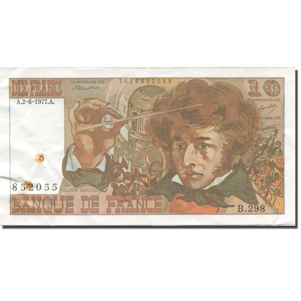 Frankrijk, 10 Francs, Berlioz, 1977, 1977-06-02, SUP+, Fayette:63.22, KM:150c