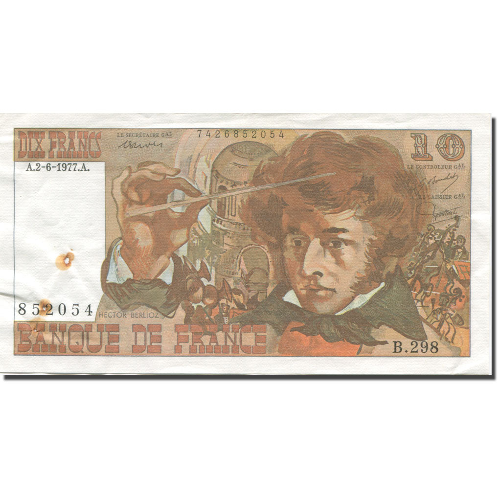 Frankrijk, 10 Francs, Berlioz, 1977, 1977-06-02, SUP+, Fayette:63.22, KM:150c