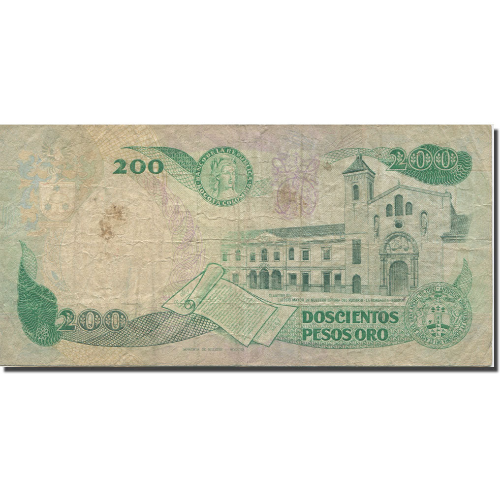 Billete, 200 Pesos Oro, 1988, Colombia, 1988-11-01, KM:429d, BC