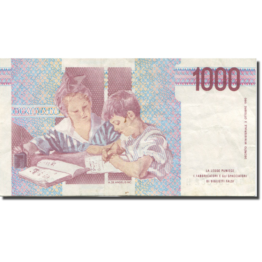 Banknote, Italy, 1000 Lire, 1990-1994, 1990, KM:114a, AU(50-53)