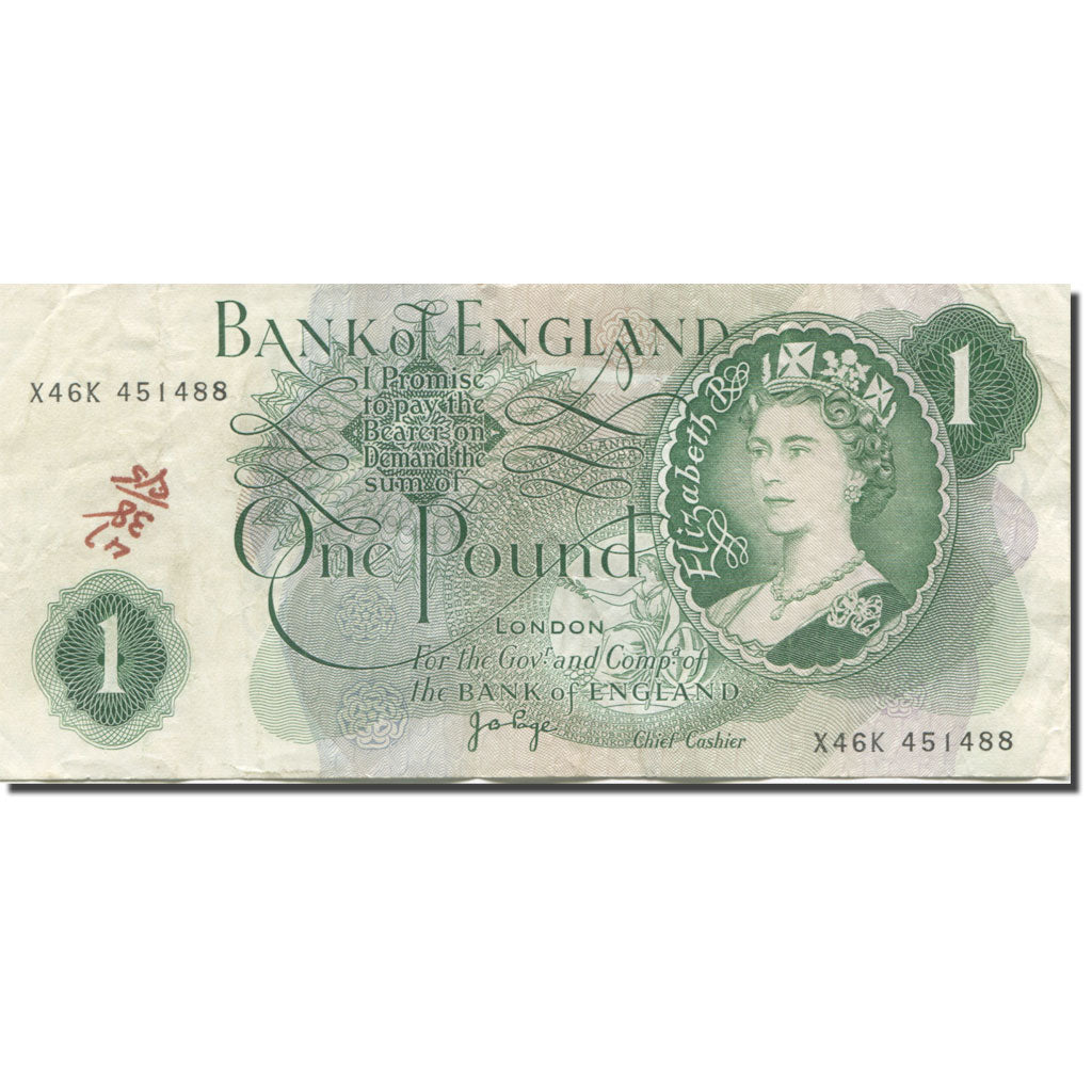 Geldschein, Großbritannien, 1 Pound, 1970-1977, KM:374a, SS