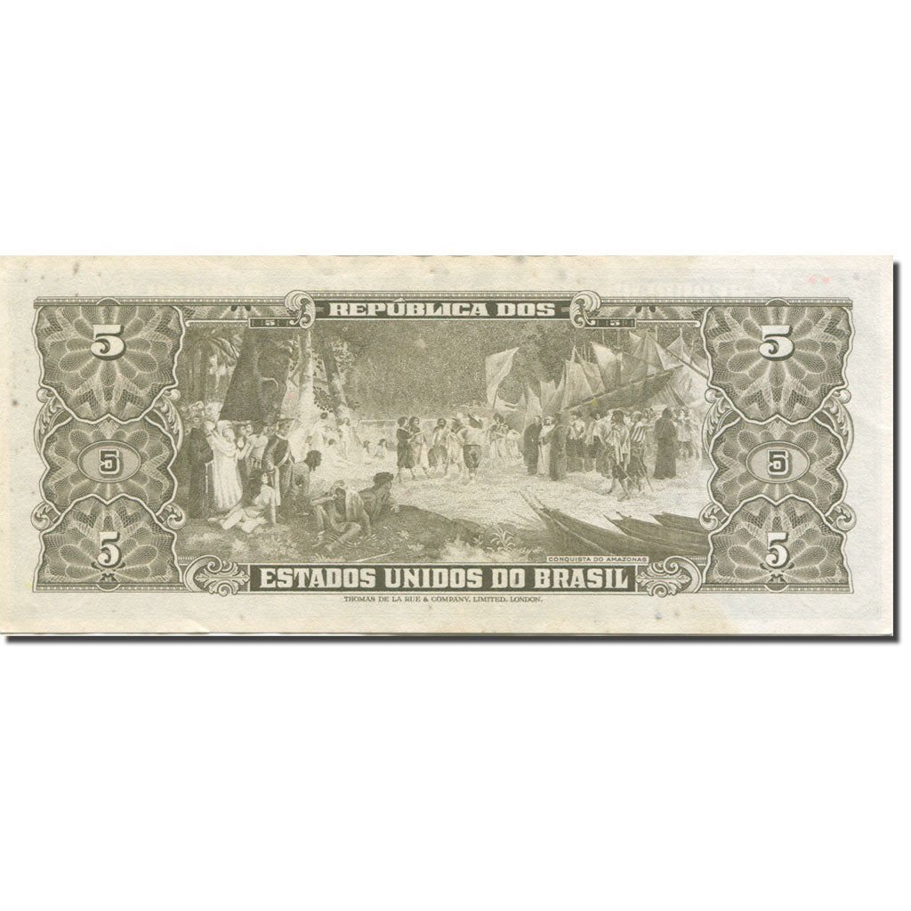 Billete, 5 Cruzeiros, 1943-1944, Brasil, KM:134a, MBC