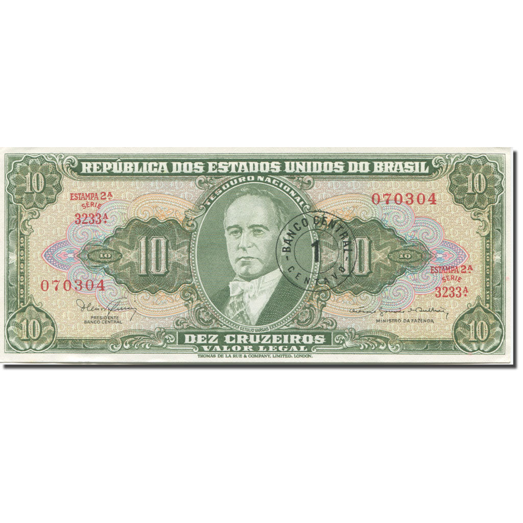 Banknote, Brazil, 1 Centavo on 10 Cruzeiros, Undated (1966-1967), KM:183b
