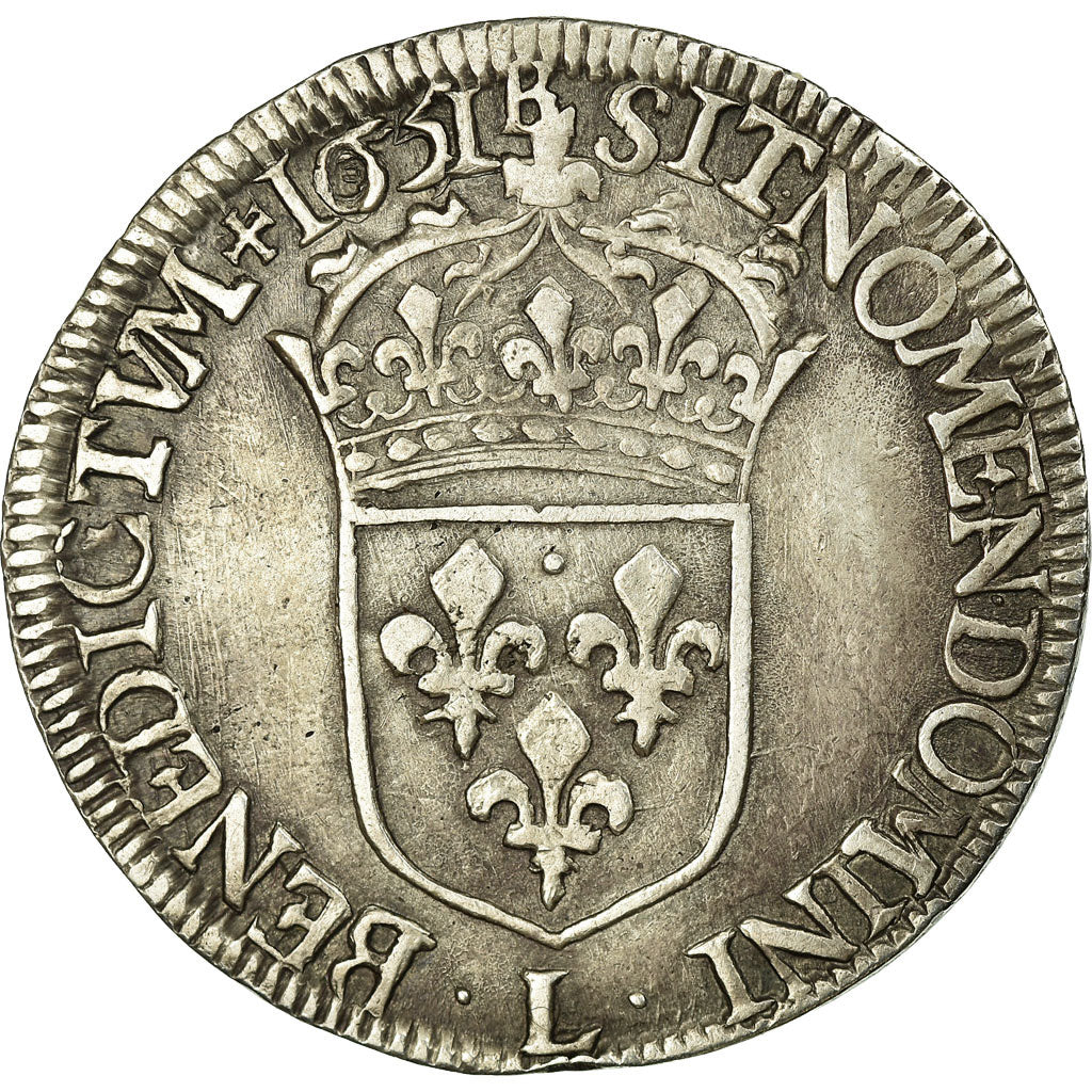 Moneta, Francia, Louis XIV, 1/2 Écu à la mèche longue, 1/2 Ecu, 1651