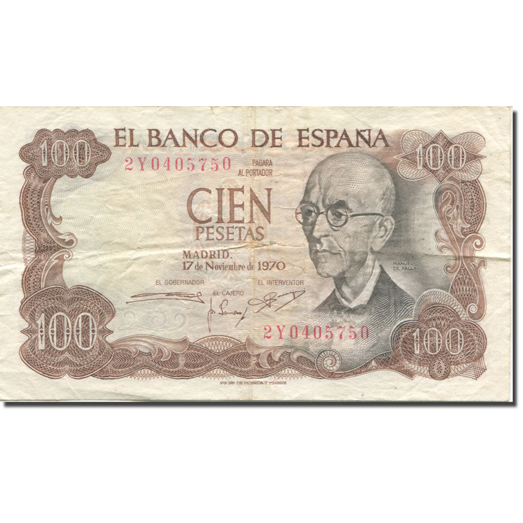Biljet, Spanje, 100 Pesetas, 1970-11-17, KM:152a, TB+