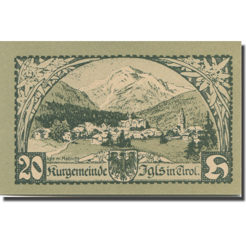 Banknote, Austria, Igls, 20 Heller, chalet, 1920 UNC(65-70) Mehl:FS 403