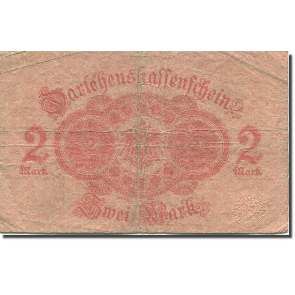 Nota, Alemanha, 2 Mark, 1914, 1914-08-12, KM:55, VF(20-25)