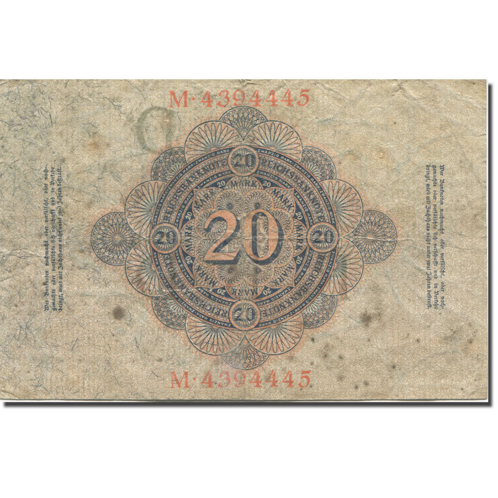 Banknote, Germany, 20 Mark, 1914, 1914-02-19, KM:46b, VF(20-25)