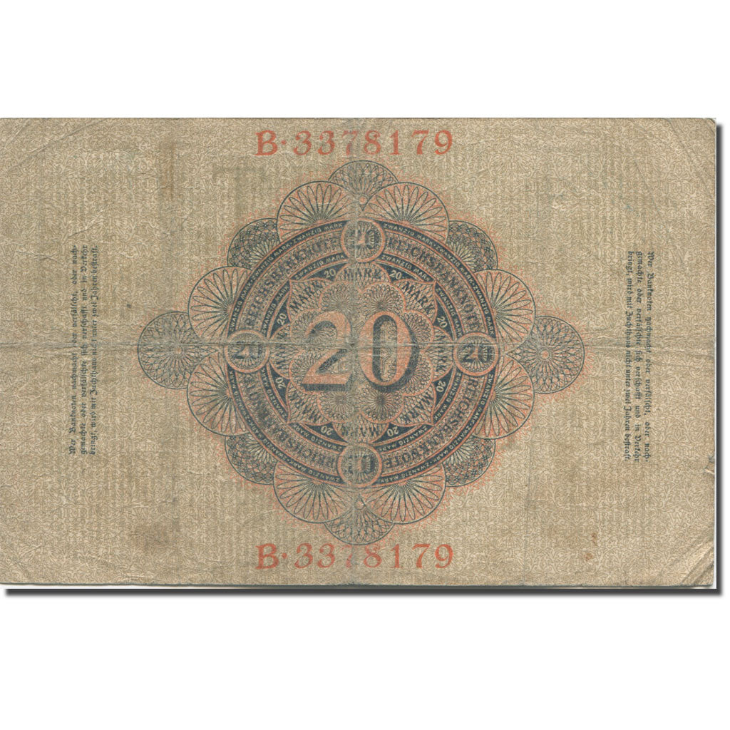 Geldschein, Deutschland, 20 Mark, 1907, 1907-06-08, KM:28, S