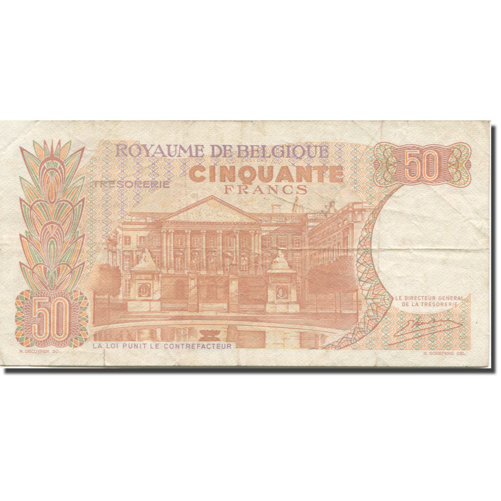 Banknot, Belgia, 50 Francs, 1964-1966, 1966-05-16, KM:139, AU(50-53)