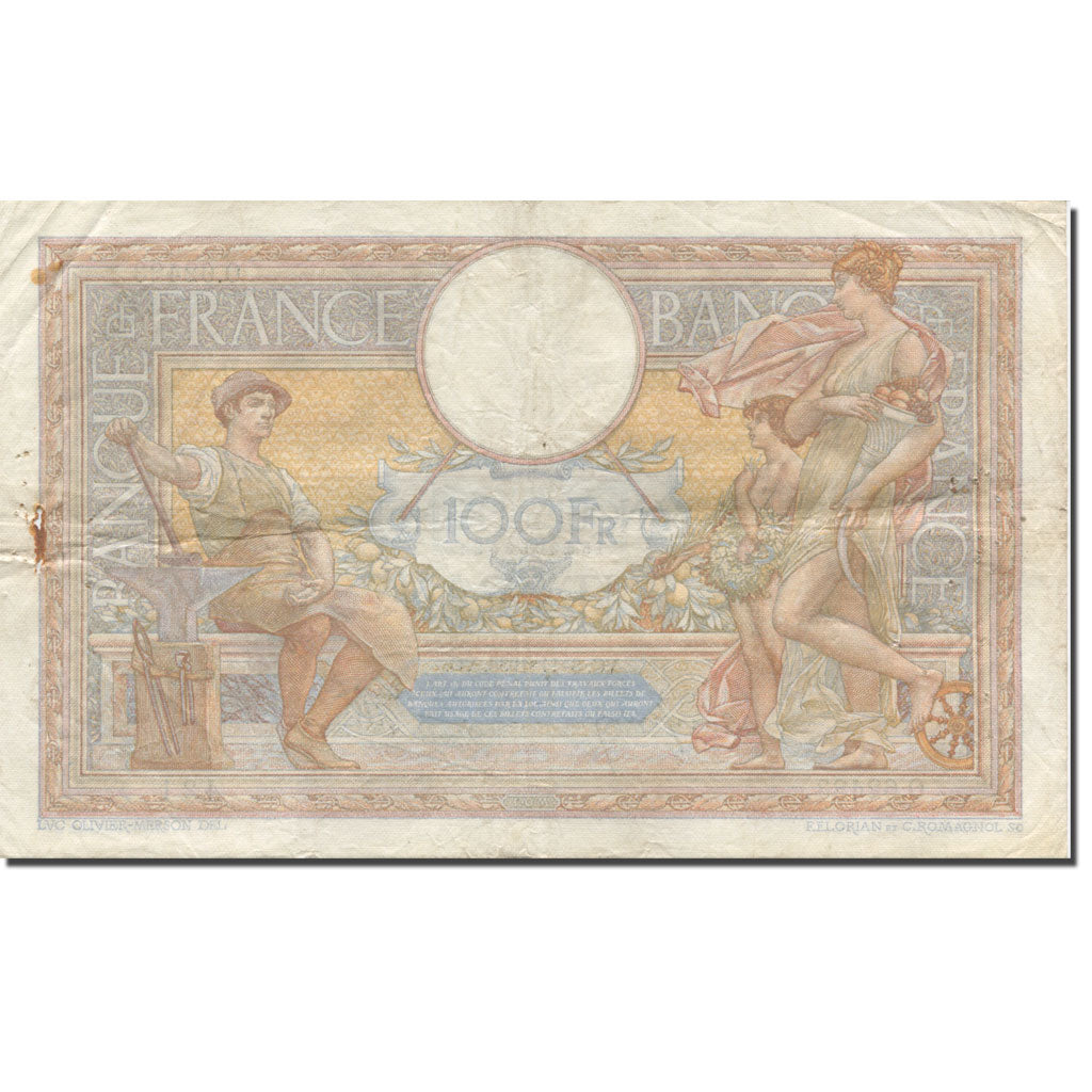 France, 100 Francs, Luc Olivier Merson, 1938 VF(30-35) Fay: 25.34