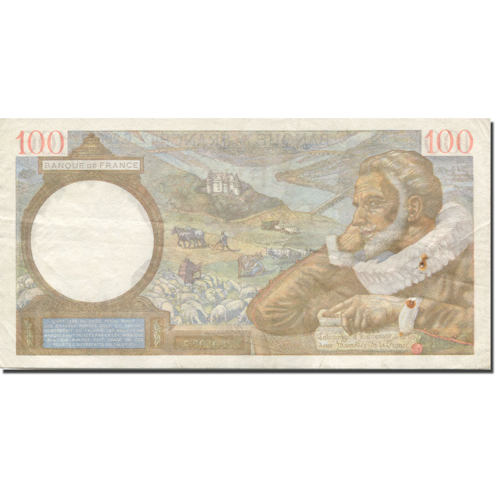 France, 100 Francs, Sully, 1942, 1942-03-19, EF(40-45), Fayette:26.68, KM:94
