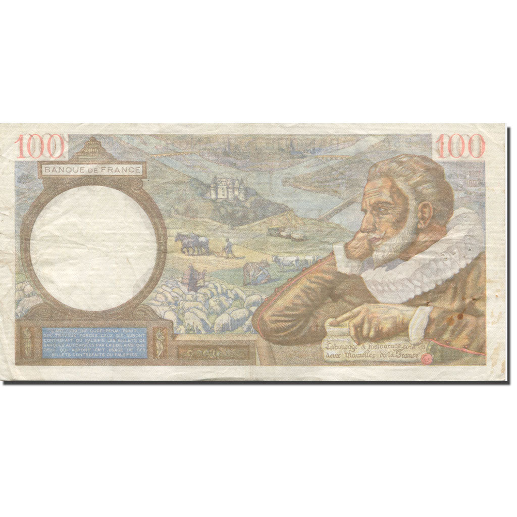 France, 100 Francs, Sully, 1941, 1941-10-30, VF(30-35), Fayette:26.59, KM:94