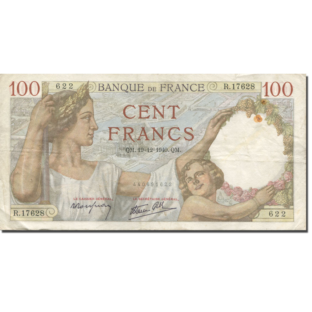 Francja, 100 Francs, Sully, 1940, 1940-12-19, VF(30-35), Fayette:26.43, KM:94