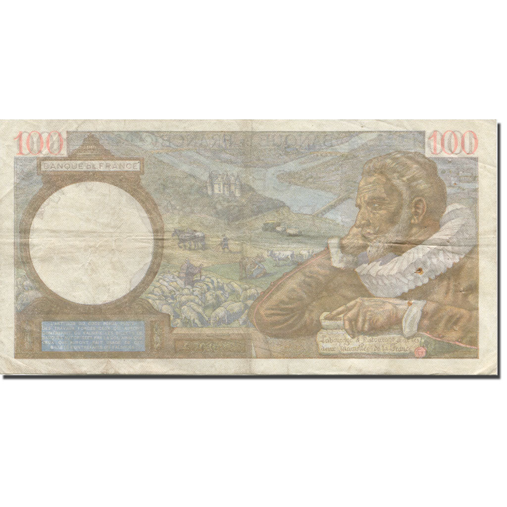 França, 100 Francs, Sully, 1941, 1941-10-30, EF(40-45), Fayette:26.59, KM:94