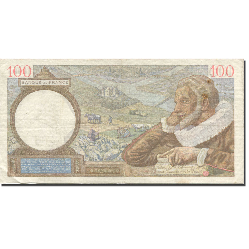 France, 100 Francs, Sully, 1940, 1940-03-14, AU(55-58), Fayette:26.25, KM:94