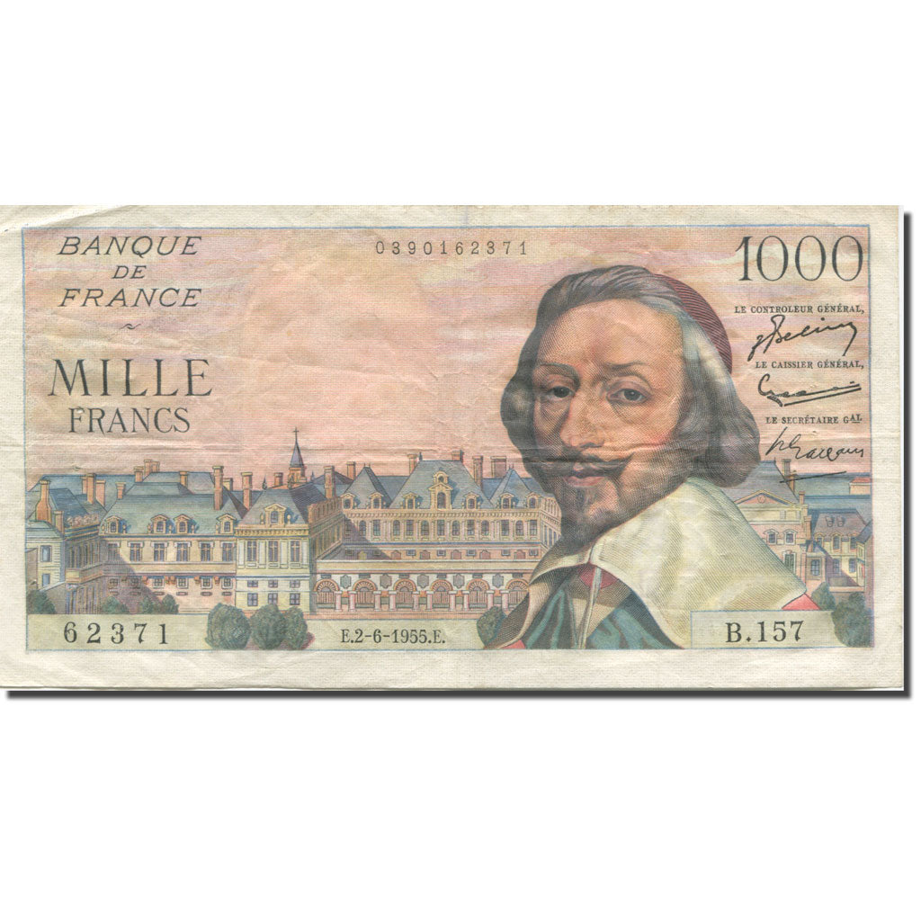 Francia, 1000 Francs, Richelieu, 1955, 1955-06-02, BB, Fayette:42.14, KM:134a
