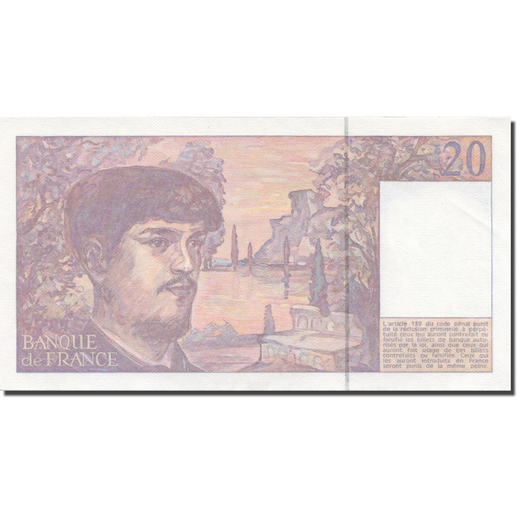 France, 20 Francs, Debussy, 1990, UNC(65-70), Fayette:66bis.1, KM:151d