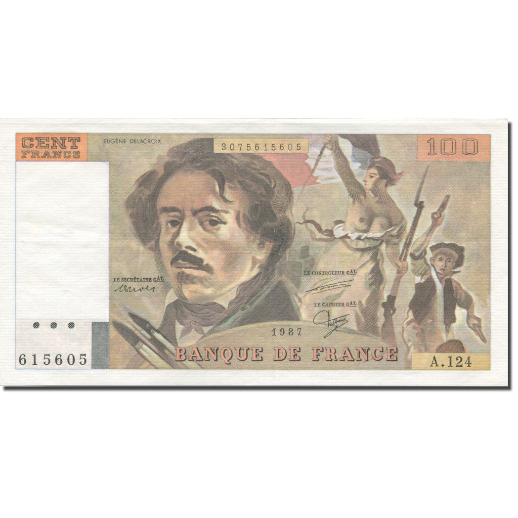 Francja, 100 Francs, Delacroix, 1987, UNC(65-70), Fayette:69.11, KM:154c