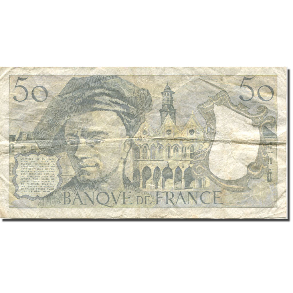Francja, 50 Francs, Quentin de La Tour, 1992, VF(30-35), Fayette:67.18, KM:152f