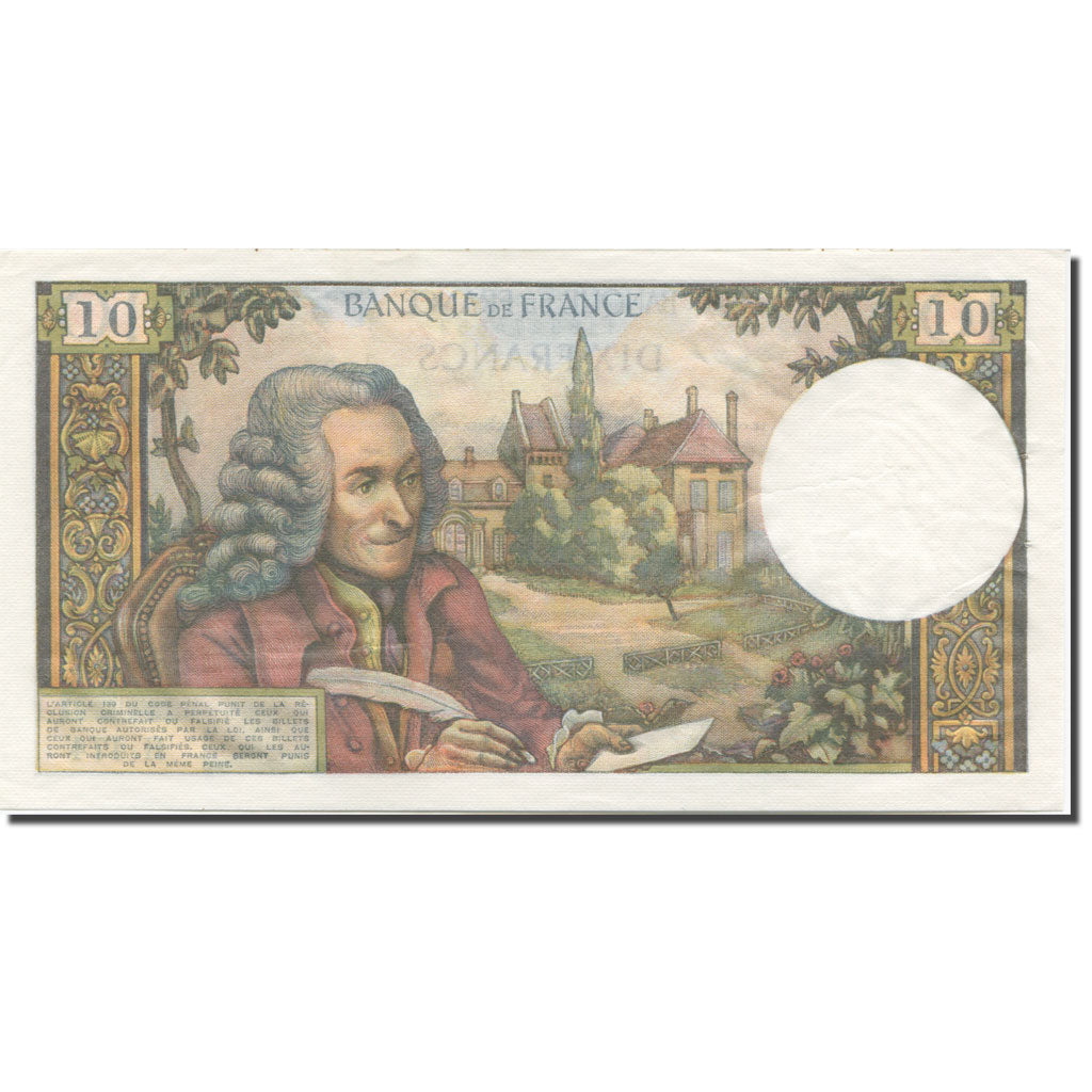 Francja, 10 Francs, Voltaire, 1969, 1969-03-06, EF(40-45), Fayette:62.37