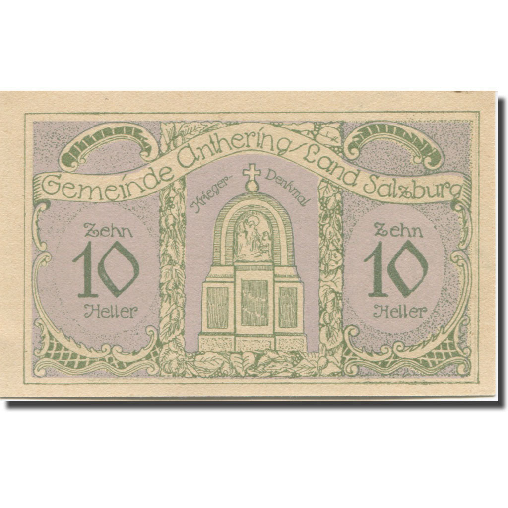 Banknote, Austria, Anthering, 10 Heller, ange, 1921 UNC(65-70) Mehl: FS 46c