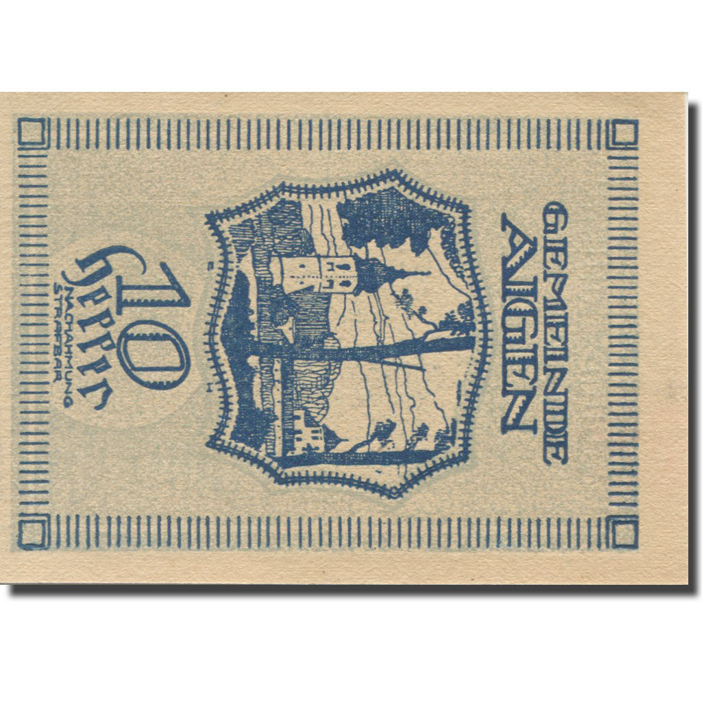 Banknote, Austria, Aigen, 10 Heller, paysage, 1920 UNC(65-70) Mehl:FS 13a