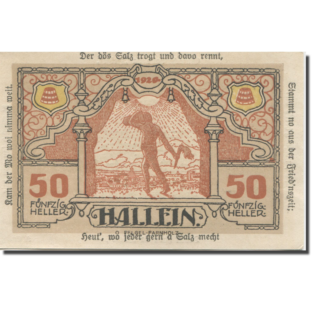 Banknote, Austria, Hallein, 50 Heller, Usine 1920-12-31, UNC(64) Mehl:FS 344IIa