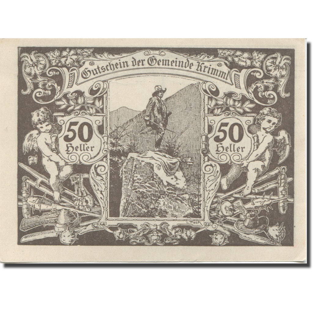 Banknote, Austria, Krimml, 50 Heller, paysage, 1920 UNC(63) Mehl:FS 483a