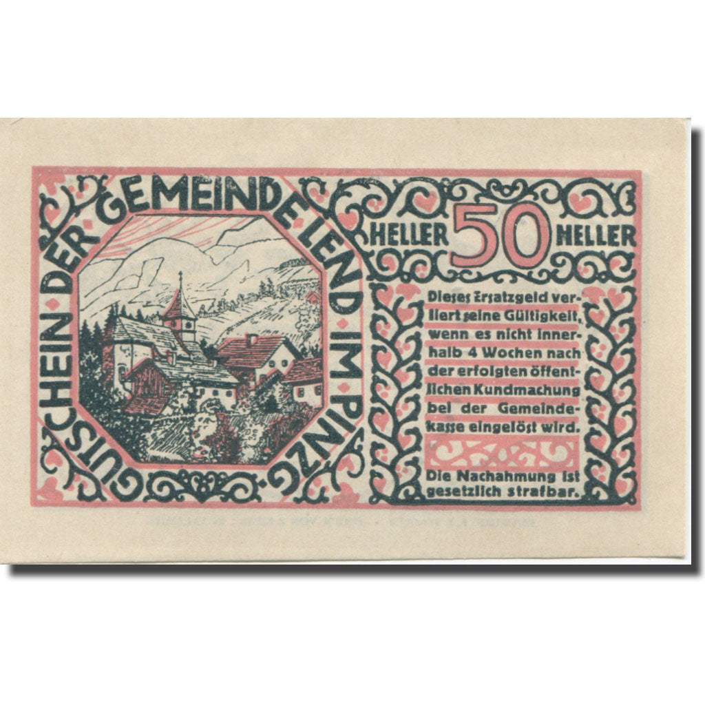 Banknote, Austria, Lend, 50 Heller, village, 1920 UNC(65-70) Mehl:FS 511IIb