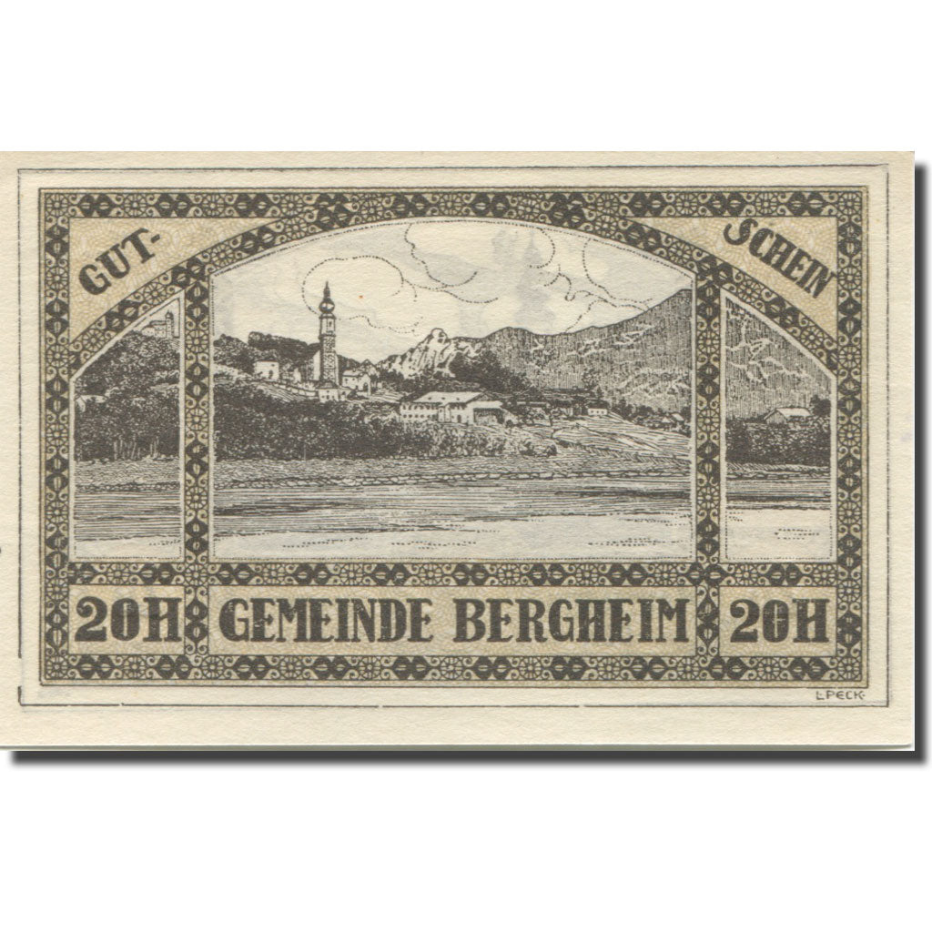 Geldschein, Österreich, Bergheim, 20 Heller, Eglise, 1920 UNZ Mehl:FS 82Ia