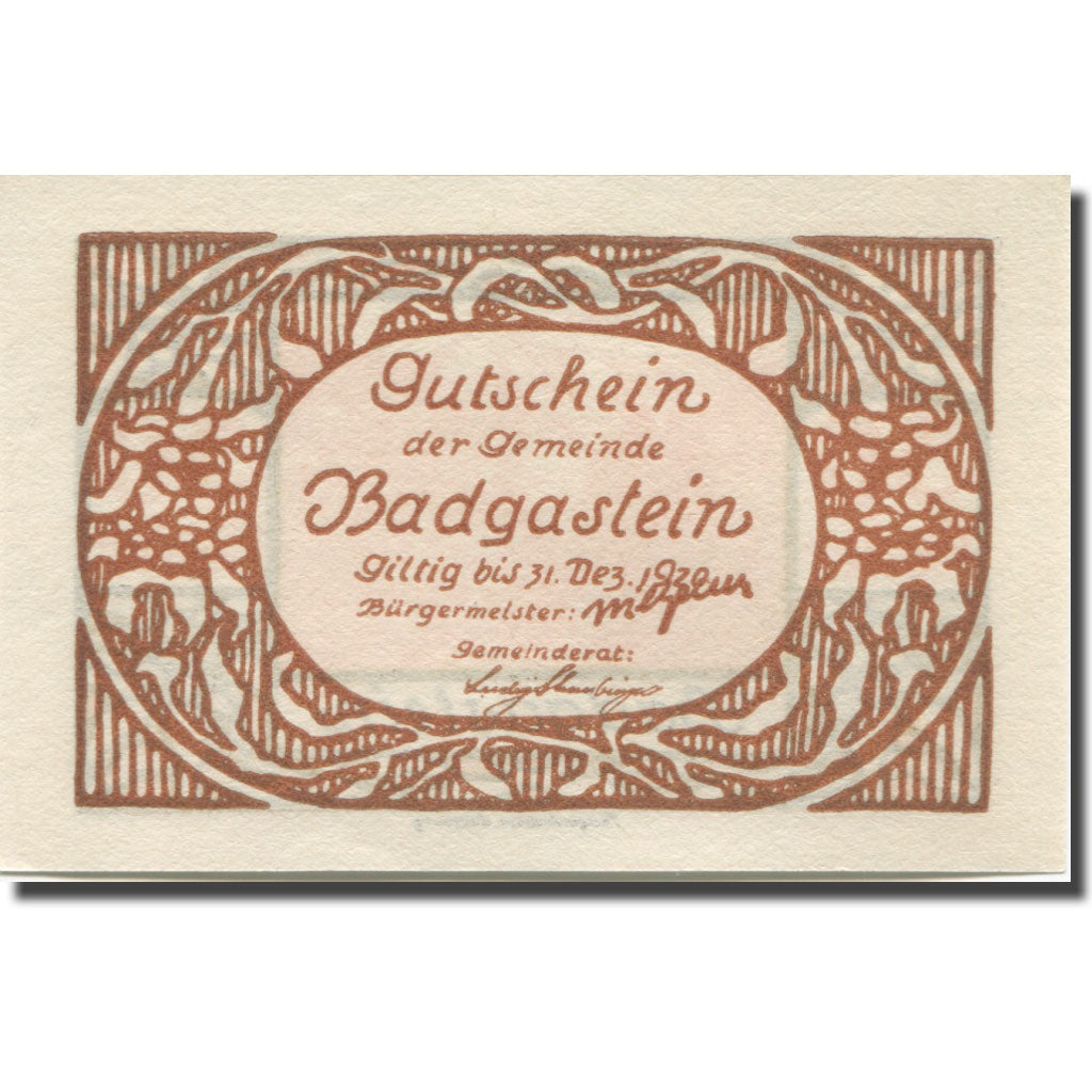 Nota, Áustria, Bad Gastein, 30 Heller, montagne, 1920, UNC(65-70) Mehl:FS 75Ia